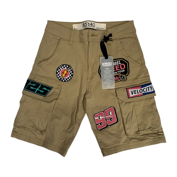 R3BEL PATCH TWILL SAND CARGO SHORTS Men Size 28 - Picture 1 of 6